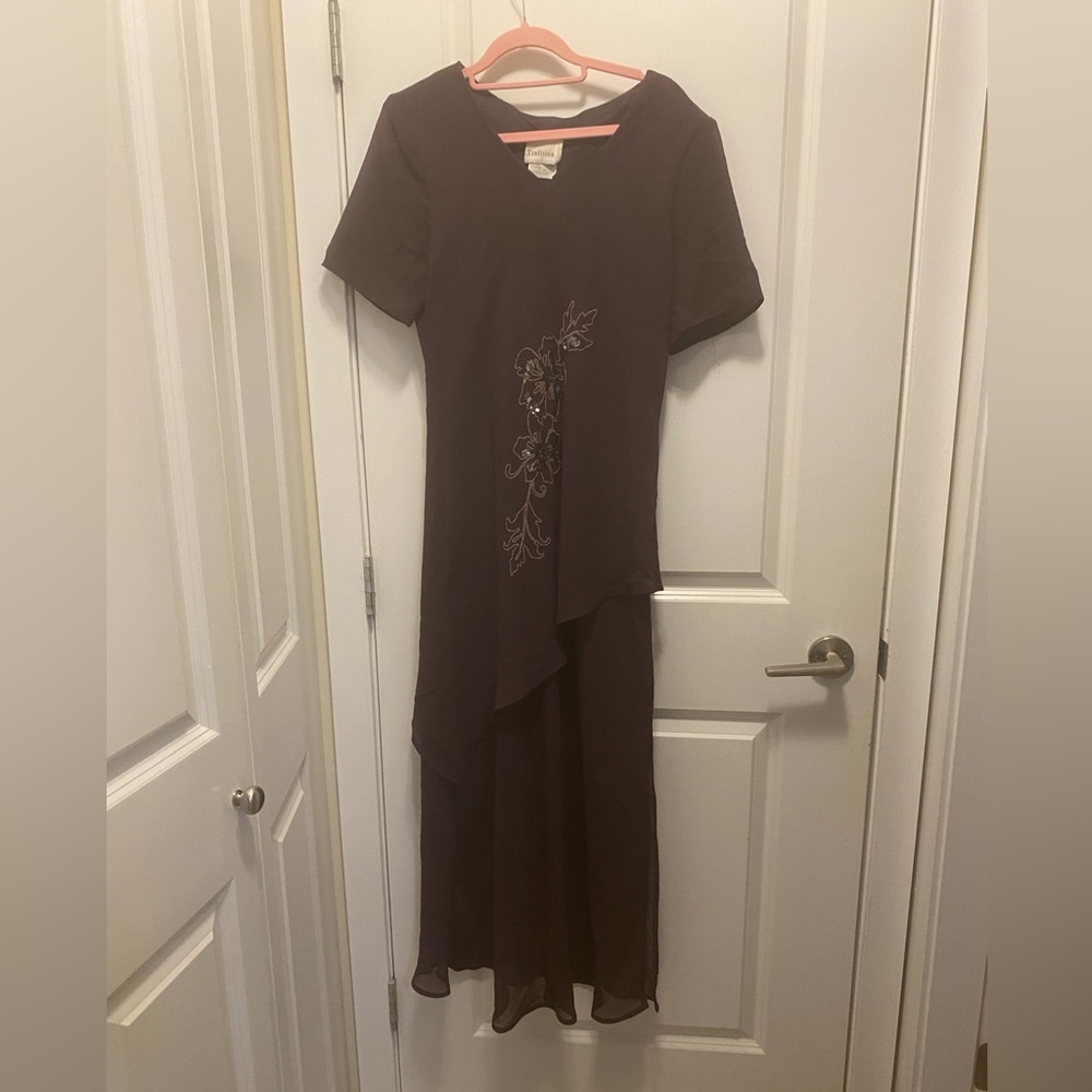 Embroidered  dark purple  Maxi Dress by tradition x small